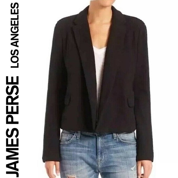 James Perse Los Angeles Cropped Fleece Sweatshirt Coat Jacket Blazer Black 2 M - Picture 16 of 16